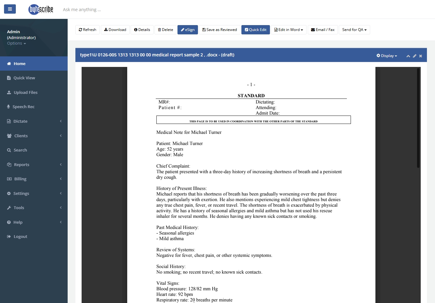 Medical report